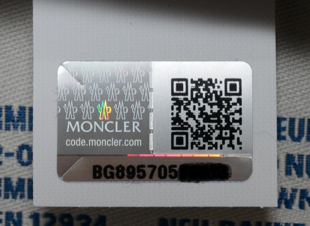 moncler authentication tag